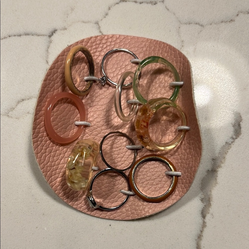 Set of Colorful Resin and Metal Rings